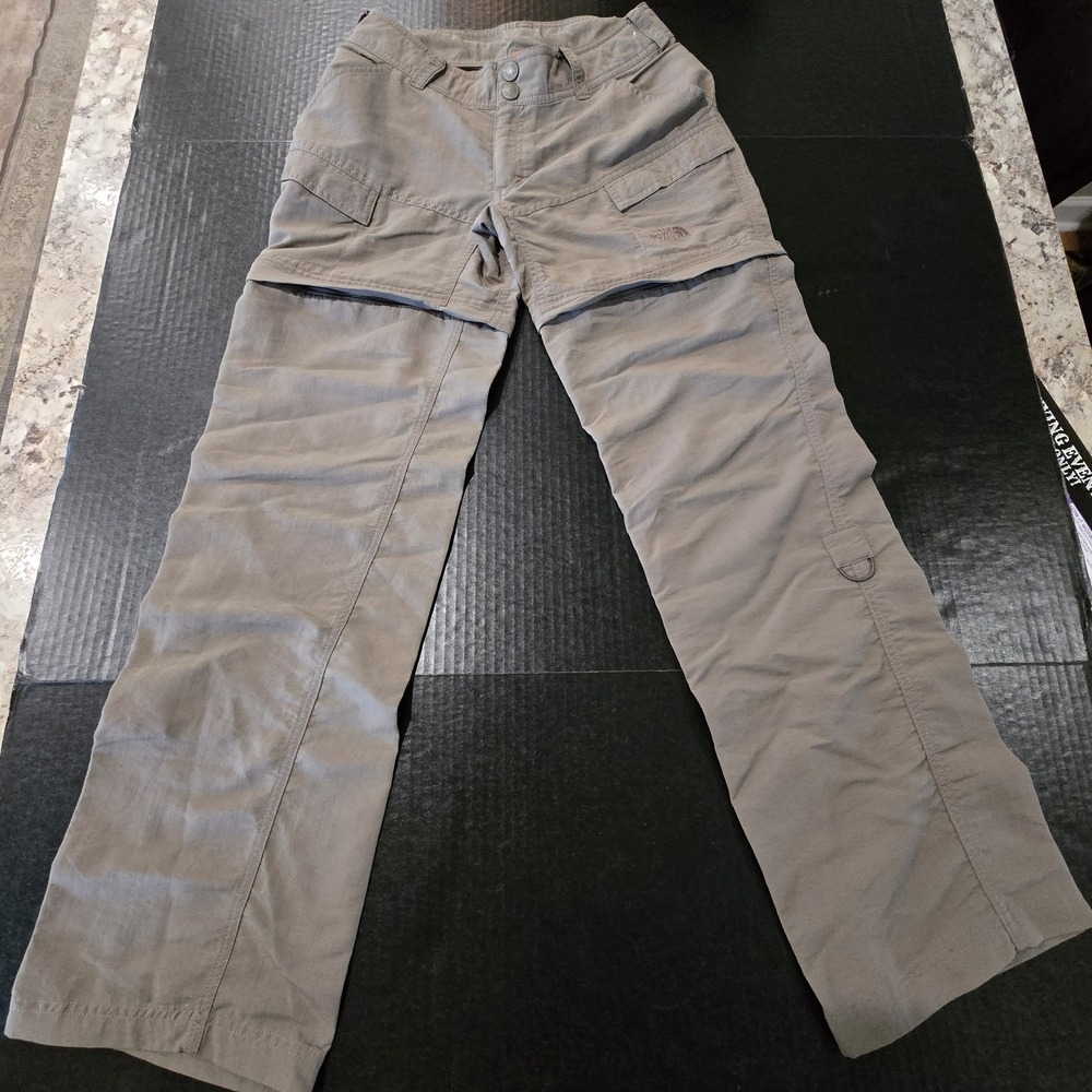 The North Face Convertible Cargo Pants Kaki Green Nylon Womens Size 2